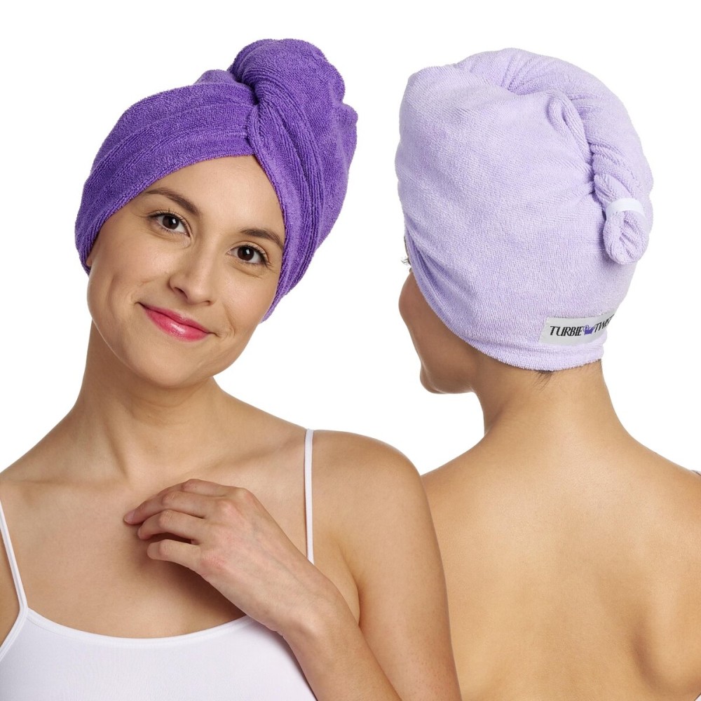 Turbie Twist 2-Pack Microfiber Hair Towel for Beauty, Travel, Gifting - Hair Wrap Turban for Straight, Wavy & Curly Hair - Premium Hair Care - Dark Purple & Light Purple Turbie Twist 2-Pack Microfiber Hair Towel for Beauty, Travel, Gifting - Hair Wrap Turban for Straight, Wavy & Curly Hair - Premium Hair Care - Dark Purple & Light Purple