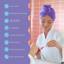 Turbie Twist 2-Pack Microfiber Hair Towel for Beauty, Travel, Gifting - Hair Wrap Turban for Straight, Wavy & Curly Hair - Premium Hair Care - Dark Purple & Light Purple Turbie Twist 2-Pack Microfiber Hair Towel for Beauty, Travel, Gifting - Hair Wrap Turban for Straight, Wavy & Curly Hair - Premium Hair Care - Dark Purple & Light Purple