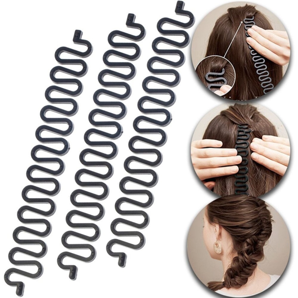 3 Pcs Hair Braiding Tool Roller With Hook Magic Hair Twist Styling Bun Maker DIY Hair Style Accessories Black 3 Pcs Hair Braiding Tool Roller With Hook Magic Hair Twist Styling Bun Maker DIY Hair Style Accessories Black