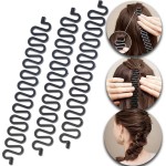 3 Pcs Hair Braiding Tool Roller With Hook Magic Hair Twist Styling Bun Maker DIY Hair Style Accessories Black