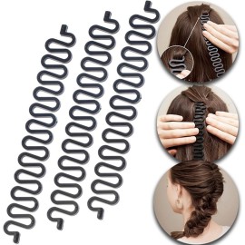 3 Pcs Hair Braiding Tool Roller With Hook Magic Hair Twist Styling Bun Maker DIY Hair Style Accessories Black