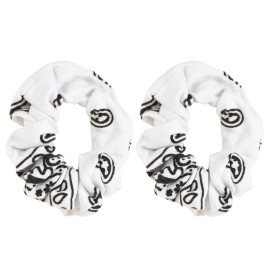 Bandana Scrunchies Cotton Hair Bobble - Set of 2 (White)