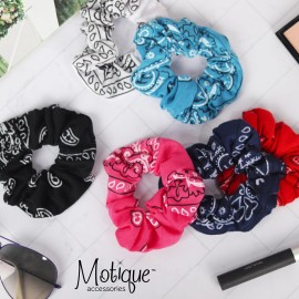 Bandana Scrunchies Cotton Hair Bobble - Set of 2 (White)