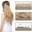 SARLA Invisible Wire Hair Extensions with 3 Clips Long Synthetic Wavy Curly Hairpiece Adjustable Transparent Headband for Women 16 Inch Dark Brown