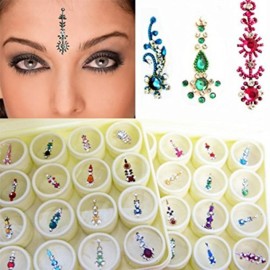 12 Bindi Box Long Multicolored Crystal Bindis Brid..