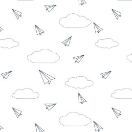 Hello Spud - Navy Blue Paper Airplanes Fitted Crib Sheet Organic Cotton Jersey - Super Soft