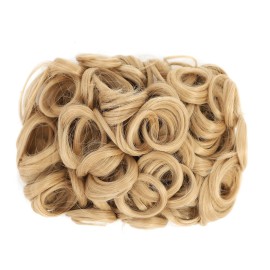 SWACC Short Messy Curly Dish Hair Bun Extension Easy Stretch hair Combs Clip in Ponytail Extension Scrunchie Chignon Tray Ponytail Hairpieces (Honey Golden Blonde-18)