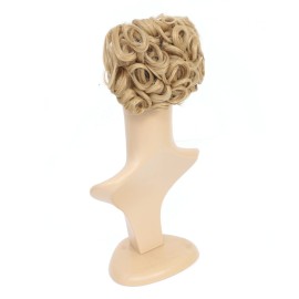 SWACC Short Messy Curly Dish Hair Bun Extension Easy Stretch hair Combs Clip in Ponytail Extension Scrunchie Chignon Tray Ponytail Hairpieces (Honey Golden Blonde-18)
