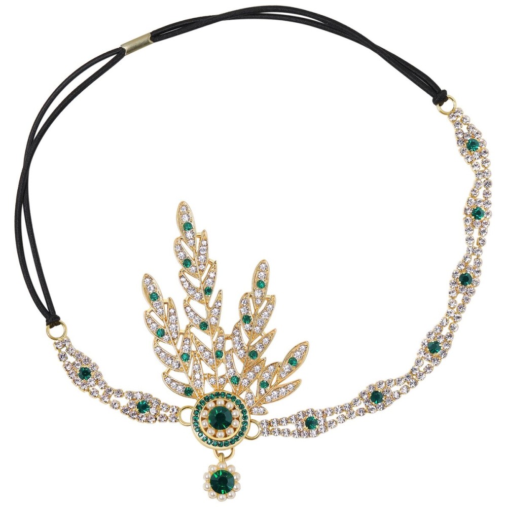 BABEYOND Art Deco 1920\'s Flapper Great Gatsby Inspired Leaf Medallion Pearl Headpiece Headband (Green) BABEYOND Art Deco 1920\'s Flapper Great Gatsby Inspired Leaf Medallion Pearl Headpiece Headband (Green)
