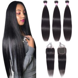 Peruvian Straight Hair Bundles Human Hair Bundles with Closure(18 20 22+14)Unprocessed Virgin Human Hair 3 Bundles with Closure 10A Straight Remy Hair Weave Bundles with 4x4 Lace Closure Natural Color Peruvian Straight Hair Bundles Human Hair Bundles with Closure(18 20 22+14)Unprocessed Virgin Human Hair 3 Bundles with Closure 10A Straight Remy Hair Weave Bundles with 4x4 Lace Closure Natural Color