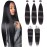 Peruvian Straight Hair Bundles Human Hair Bundles with Closure(18 20 22+14)Unprocessed Virgin Human Hair 3 Bundles with Closure 10A Straight Remy Hair Weave Bundles with 4x4 Lace Closure Natural Color