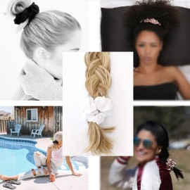 Chloven 20 Colors Large Satin Hair Scrunchies Elastic Hair Bobbles Ponytail Holder Hair Scrunchy Vintage Hair Ties Accessories for Women Girls