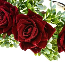 Vividsun Women Flower Crown Floral Headpiece Festival Wedding Hair Wreath Floral Crown (Burgundy)