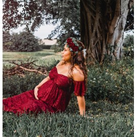 Vividsun Women Flower Crown Floral Headpiece Festival Wedding Hair Wreath Floral Crown (Burgundy)