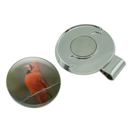GRAPHICS & MORE Red Cardinal Bird On Branch Golf Hat Clip with Magnetic Ball Marker