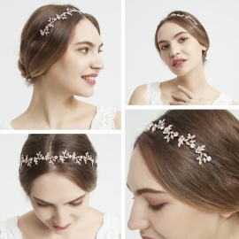 Ammei Headpiece Gold Headband Bridal Tiara Flower Shape Women\'s Headpiece Wedding Hair Accessories (Light Rose Gold) Ammei Headpiece Gold Headband Bridal Tiara Flower Shape Women\'s Headpiece Wedding Hair Accessories (Light Rose Gold)
