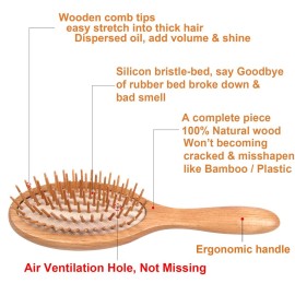 WeCoola Wooden Bristle Hair Brush - Stimulating Scalp Massage for Hair Growth, Ideal Gift for All Hair Types