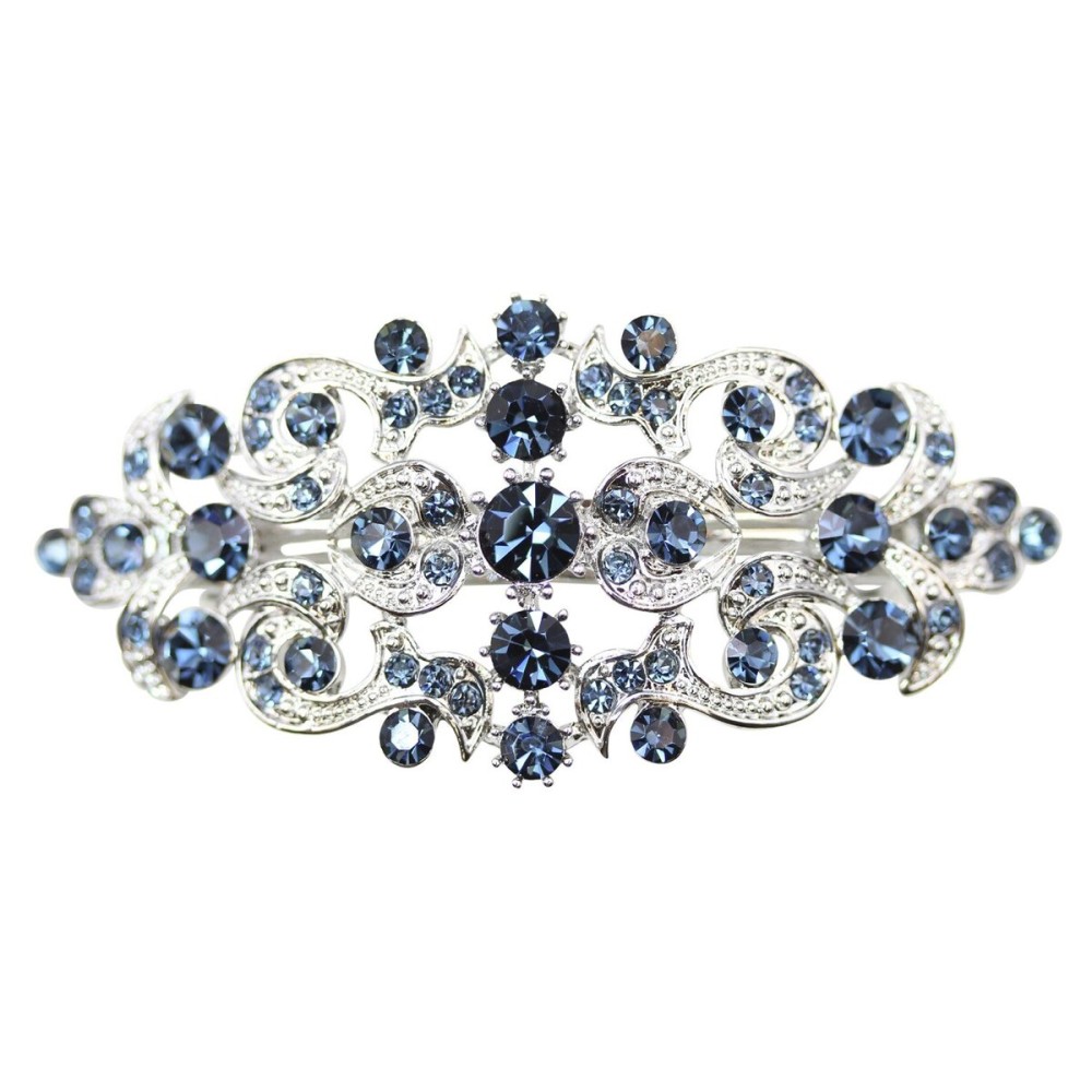 Faship Gorgeous Navy Blue Rhinestone Crystal Floral Hair Barrette Clip Faship Gorgeous Navy Blue Rhinestone Crystal Floral Hair Barrette Clip
