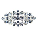 Faship Gorgeous Navy Blue Rhinestone Crystal Floral Hair Barrette Clip