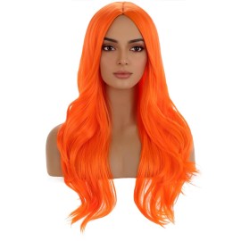 BERON Orange Long Wig for Women Girls Curly Wavy Hair Wigs 26 Halloween Cosplay Party Heat Resistant Synthetic Fiber Wigs BERON Orange Long Wig for Women Girls Curly Wavy Hair Wigs 26 Halloween Cosplay Party Heat Resistant Synthetic Fiber Wigs