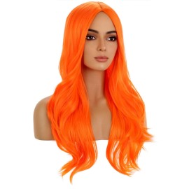 BERON Orange Long Wig for Women Girls Curly Wavy Hair Wigs 26 Halloween Cosplay Party Heat Resistant Synthetic Fiber Wigs BERON Orange Long Wig for Women Girls Curly Wavy Hair Wigs 26 Halloween Cosplay Party Heat Resistant Synthetic Fiber Wigs