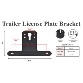 Simple Anchor Solutions Plastic Reinforced Trailer License Plate Bracket, Black, Fits Standard US Plates
