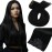 Moresoo Seamless Hair Extensions Clip in Human Hair Jet Black PU Weft Clip in Extensions Human Hair 1 Jet Black 120g 7Pieces 22inch