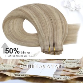 Moresoo Seamless Clip in Hair Extensions Human Hair Blonde Highlight Seamless Hair Extensions Clip ins Human Hair Ash Blonde with Blonde PU Weft Clip in Human Hair Extensions 16inch 7pcs 120g Moresoo Seamless Clip in Hair Extensions Human Hair Blonde Highlight Seamless Hair Extensions Clip ins Human Hair Ash Blonde with Blonde PU Weft Clip in Human Hair Extensions 16inch 7pcs 120g