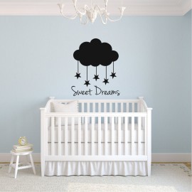 Sweet Dreams Clouds and Stars - Vinyl Wall Art Stickers - 27 x 23 - Unisex Little Childrens Bedroom Decals - Cute Nursery Wall Decor Decals for Baby Boys and Girls