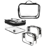 JAVOedge [4 PCS SET], JE Clear PVC Vinyl Multipurpose Cosmetic Makeup Packing Carry On (2 x Small, 1 x Large, 1 x Medium Train)