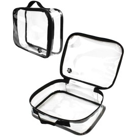 JAVOedge [4 PCS SET], JE Clear PVC Vinyl Multipurpose Cosmetic Makeup Packing Carry On (2 x Small, 1 x Large, 1 x Medium Train)