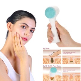 Facial Cleansing Brush, Double Sided Clean & Exfoliating & Massage Soft, Silicon Face Pore Cleanse, Blackhead, Dry or Wet Multi-Purpose(Blue)