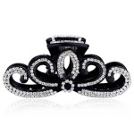 Suoirblss Women Lady Rhinestones Large Hair Claw Clip Hairpin Jaw Clips Thick Hair Accessories (Black)