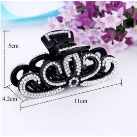 Suoirblss Women Lady Rhinestones Large Hair Claw Clip Hairpin Jaw Clips Thick Hair Accessories (Black)