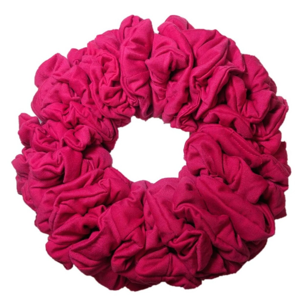36pc Bulk Cotton Scrunchies by the Color, wholesale scrunchie pack, team color scrunchy hair tie packs (Hot Pink)