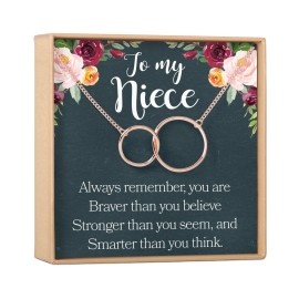 Dear Ava Infinity Circle Connecting Necklace for Women - Modern Jewelry Pendant Love Gifting Idea for Her with Heartfelt Card - Birthday Holiday Wedding Graduation Gift for Niece Rose Gold