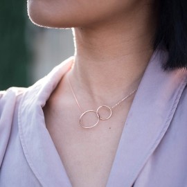Dear Ava Infinity Circle Connecting Necklace for Women - Modern Jewelry Pendant Love Gifting Idea for Her with Heartfelt Card - Birthday Holiday Wedding Graduation Gift for Niece Rose Gold