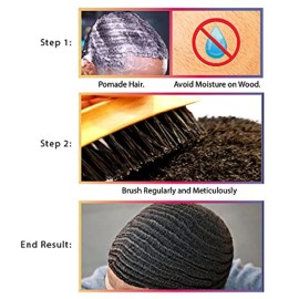 Wolfin Pro- Premium Curved 360 Wave Brush, 100% Natural Schima Superba Wood with Reinforced Pure Black Medium Boar Hair Bristle - Perfect for Wolfing, Creating 360 Layer Hair Waves, Cultivating Beards