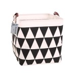 Square Canvas Toy Storage Bins Basket with Handle Collapsible Toy Organizer for Nursery Storage, Kid\'s Toy & Laundry, Gift Basket (Black Triangle)