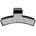 Women Elegant Full Rhinestone Crystal Hair Clip Acrylic Jaw Clip Hairpin Hair Claw Hair Accessories (Black - B)