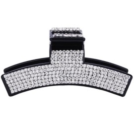 Women Elegant Full Rhinestone Crystal Hair Clip Acrylic Jaw Clip Hairpin Hair Claw Hair Accessories (Black - B)