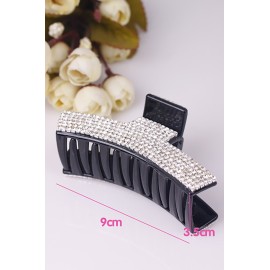 Women Elegant Full Rhinestone Crystal Hair Clip Acrylic Jaw Clip Hairpin Hair Claw Hair Accessories (Black - B)