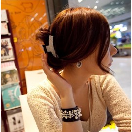 Women Elegant Full Rhinestone Crystal Hair Clip Acrylic Jaw Clip Hairpin Hair Claw Hair Accessories (Black - B)