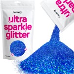 Hemway Premium Ultra Sparkle Glitter Multi Purpose Metallic Flake for Arts Crafts Nails Cosmetics Resin Festival Face Hair - Sapphire Blue Holographic - Microfine (1/256 0.004 0.1mm) 100g / 3.5oz
