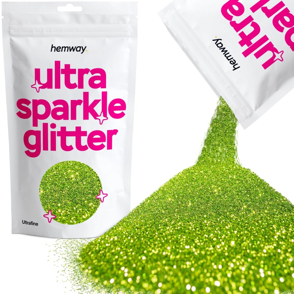 Hemway Premium Ultra Sparkle Glitter Multi-Purpose Metallic Flake for Nail Art, Cosmetic Graded, Makeup, Festival and Hair 100g / 3.5oz - Ultrafine (1/128 0.008 0.2mm) - Lime Green Hemway Premium Ultra Sparkle Glitter Multi-Purpose Metallic Flake for Nail Art, Cosmetic Graded, Makeup, Festival and Hair 100g / 3.5oz - Ultrafine (1/128 0.008 0.2mm) - Lime Green
