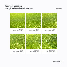 Hemway Premium Ultra Sparkle Glitter Multi-Purpose Metallic Flake for Nail Art, Cosmetic Graded, Makeup, Festival and Hair 100g / 3.5oz - Ultrafine (1/128 0.008 0.2mm) - Lime Green Hemway Premium Ultra Sparkle Glitter Multi-Purpose Metallic Flake for Nail Art, Cosmetic Graded, Makeup, Festival and Hair 100g / 3.5oz - Ultrafine (1/128 0.008 0.2mm) - Lime Green