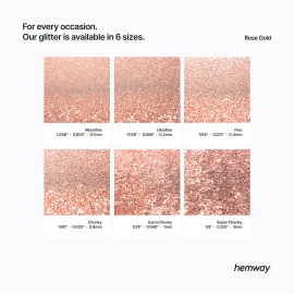 Hemway Premium Ultra Sparkle Glitter Multi Purpose Metallic Flake for Arts Crafts Nails Cosmetics Resin Festival Face Hair - Rose Gold - Ultrafine (1/128 0.008 0.2mm) 100g / 3.5oz