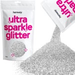 Hemway Premium Ultra Sparkle Glitter Multi Purpose Metallic Flake for Arts Crafts Nails Cosmetics Resin Festival Face Hair - Silver - Fine (1/64 0.015 0.4mm) 100g / 3.5oz