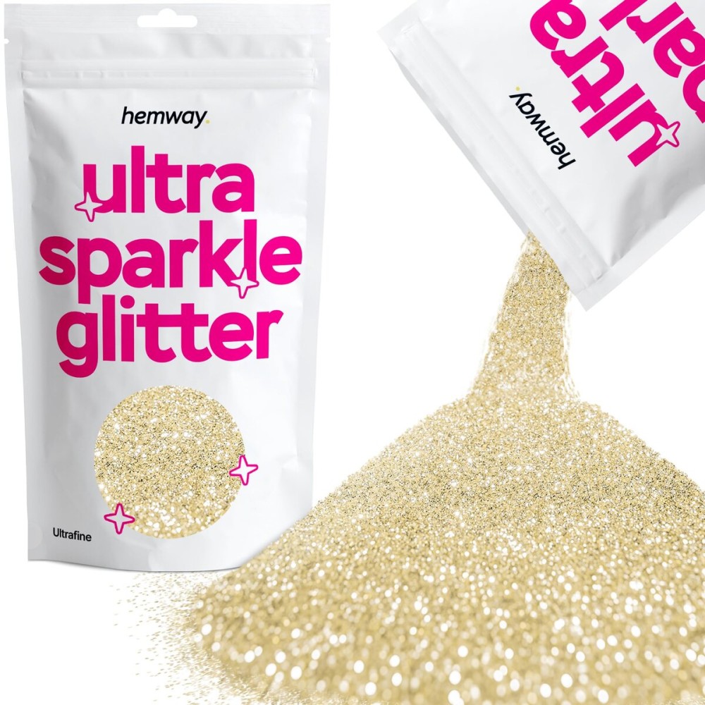 Hemway Premium Ultra Sparkle Glitter Multi Purpose Metallic Flake for Arts Crafts Nails Cosmetics Resin Festival Face Hair - Champagne Gold - Ultrafine (1/128 0.008 0.2mm) 100g / 3.5oz Hemway Premium Ultra Sparkle Glitter Multi Purpose Metallic Flake for Arts Crafts Nails Cosmetics Resin Festival Face Hair - Champagne Gold - Ultrafine (1/128 0.008 0.2mm) 100g / 3.5oz