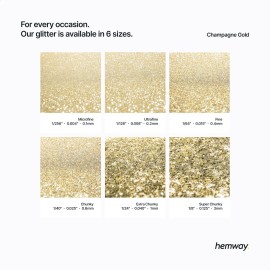 Hemway Premium Ultra Sparkle Glitter Multi Purpose Metallic Flake for Arts Crafts Nails Cosmetics Resin Festival Face Hair - Champagne Gold - Ultrafine (1/128 0.008 0.2mm) 100g / 3.5oz Hemway Premium Ultra Sparkle Glitter Multi Purpose Metallic Flake for Arts Crafts Nails Cosmetics Resin Festival Face Hair - Champagne Gold - Ultrafine (1/128 0.008 0.2mm) 100g / 3.5oz